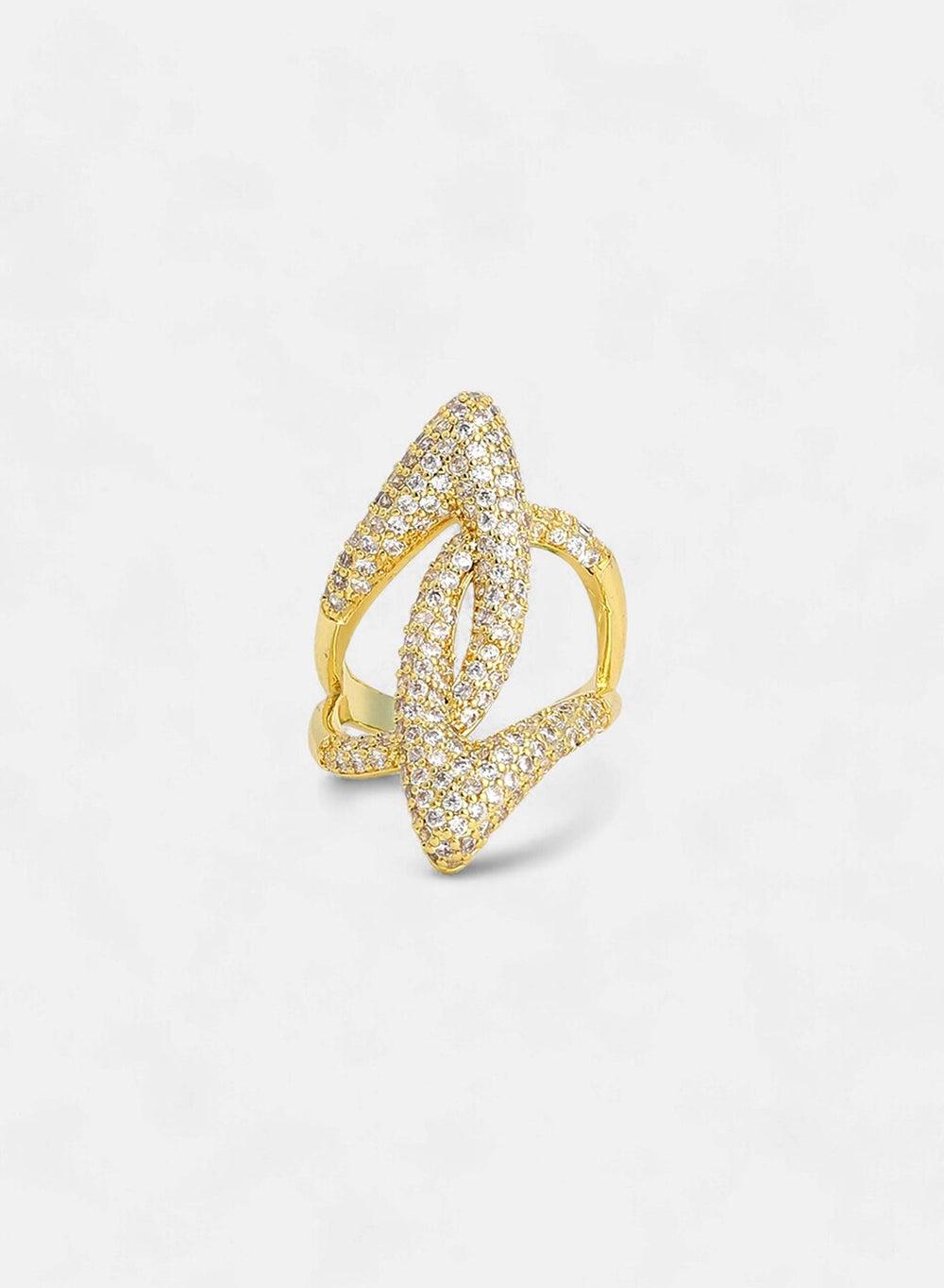 SOHI Glam Stone Studded Adjustable Ring for Women - Image 1
