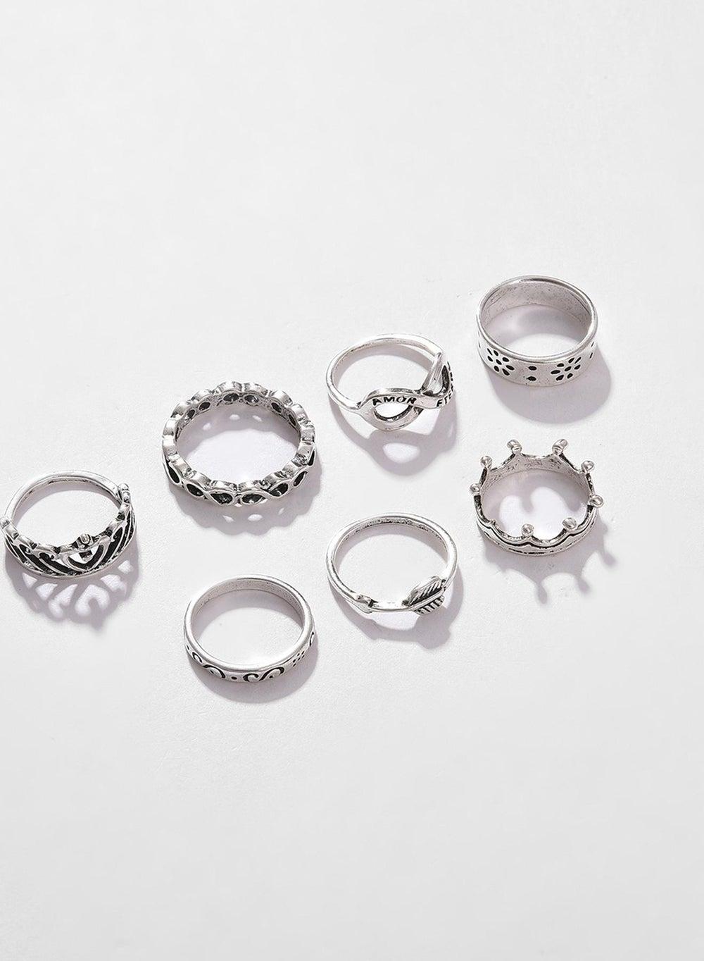 SOHI Chic Ensemble: 7 Elegant Finger Rings for Women - Image 1