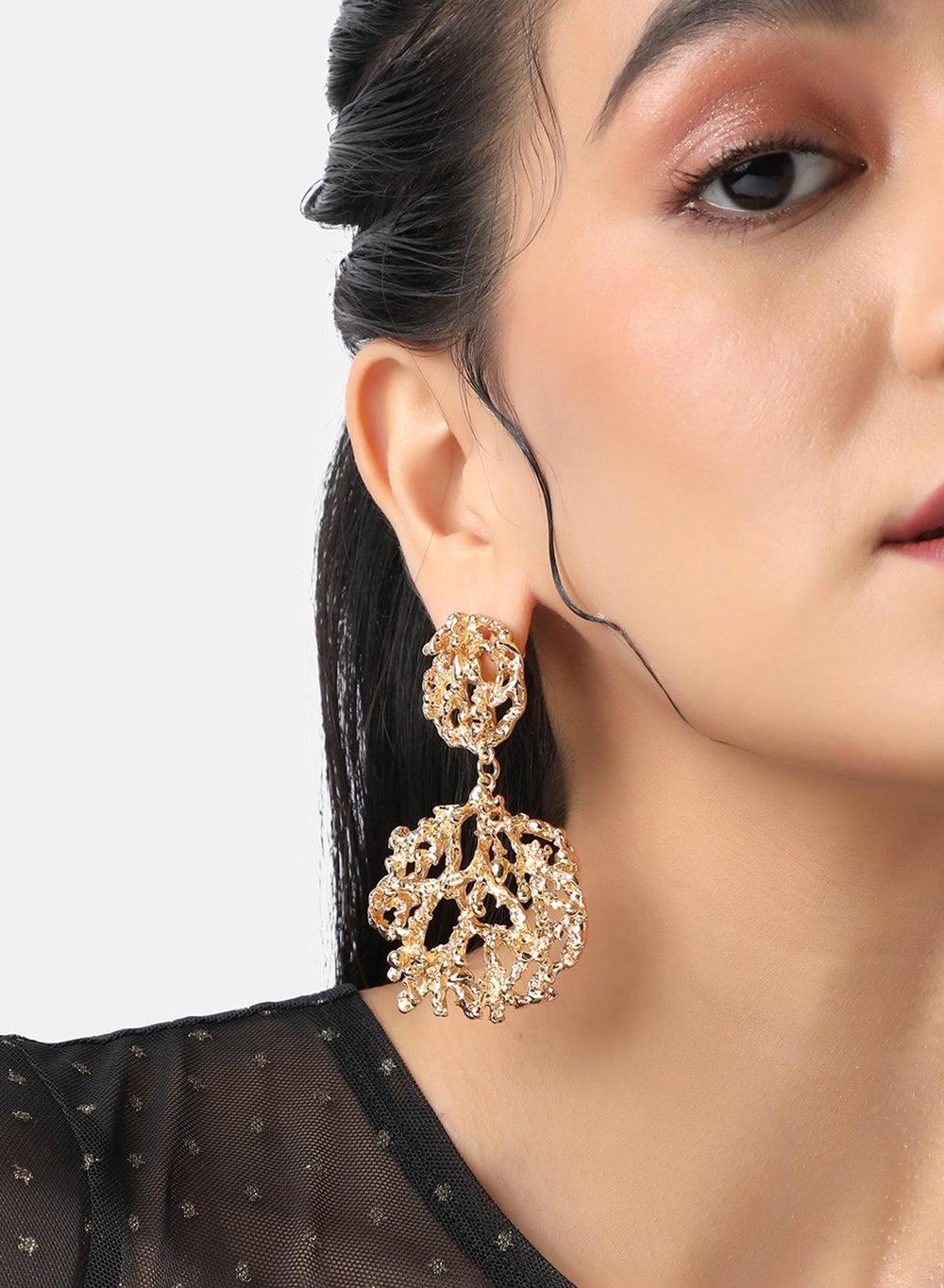 SOHI Dewy Dahlia Drop Earrings - Elegant Allure - Image 1