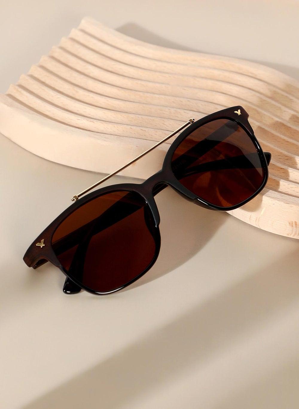 Haute Sauce Aviator Chic Sunglasses in Chocolate Brown - Image 1