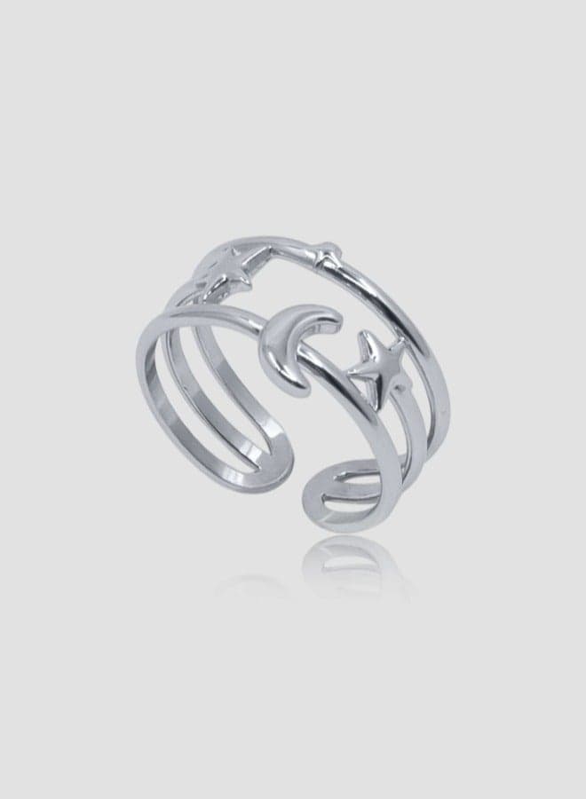 Lady Mauve SILVER MIRANDA Moon Star & Sun Ring - Image 1