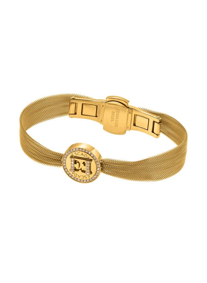 ESCADA Eleanor Gold-Plated Mesh Bracelet with Crystal Charm - Image 1