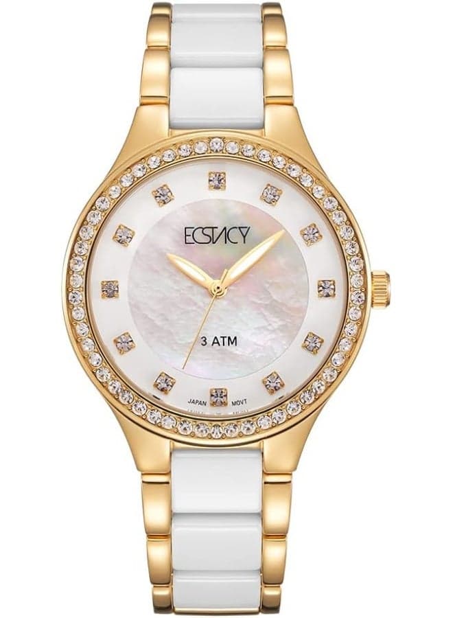 ECSTACY E9511-GCWM Elegant Ceramic Gold-Tone Women's Watch - 36mm - Image 1