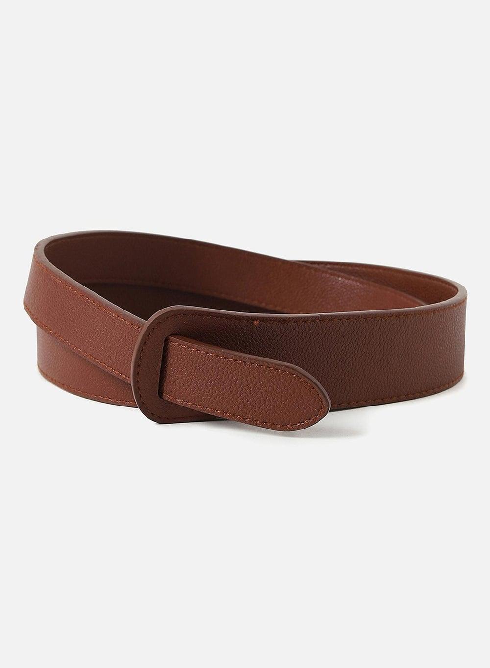 Haute Sauce Brown Twist Belt - Sleek Accessory for Women - Image 1