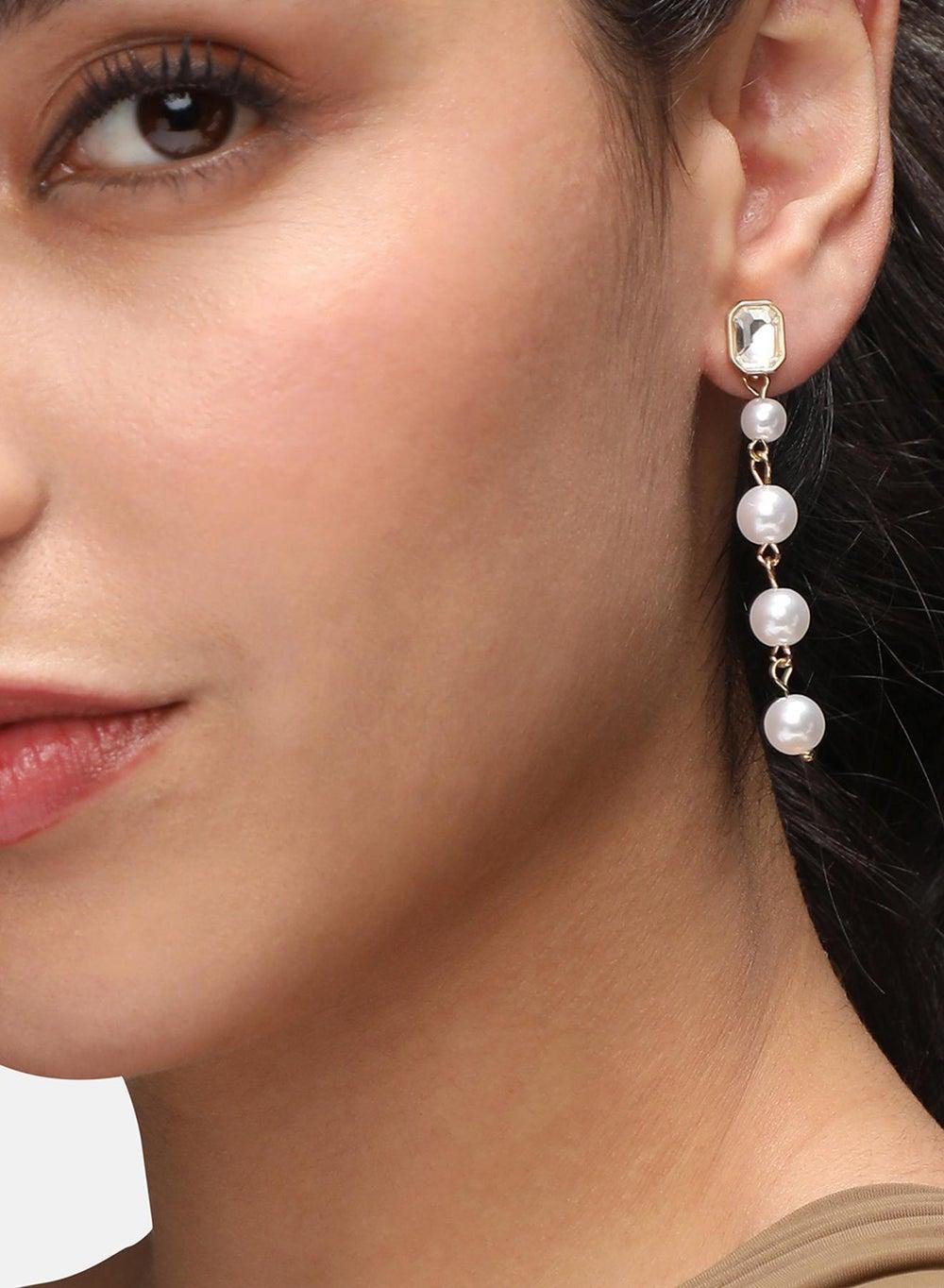 SOHI Pearl Strand Drop Earrings: Elegance Reflected - Image 1
