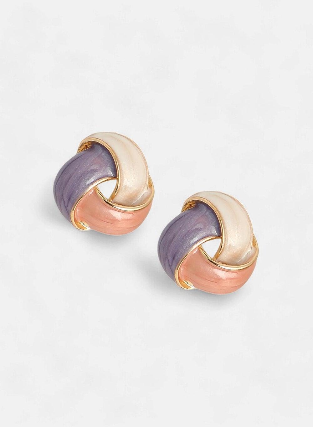 SOHI Overlap Enamelled Elegance Stud Earrings - Image 1