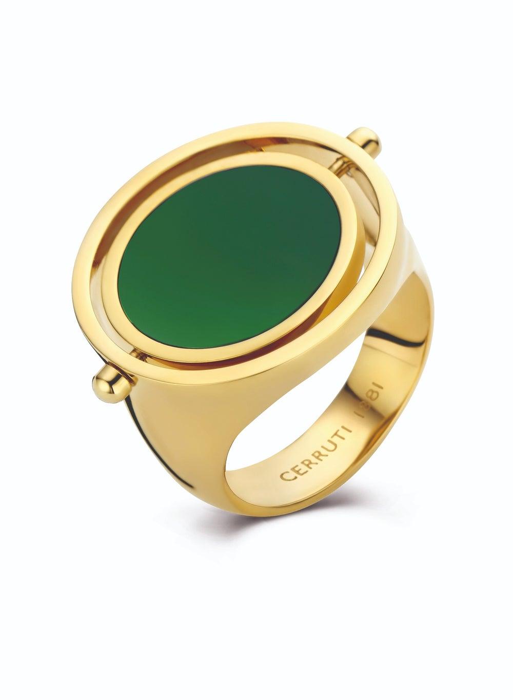 CERRUTI 1881 Sofia Gold-Plated Ring with Green Onyx - Image 1