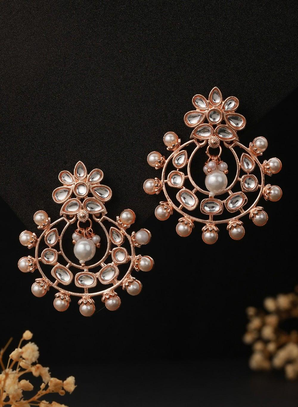 Priyaasi Rose Gold Chandbalis: Contemporary Elegance - Image 1
