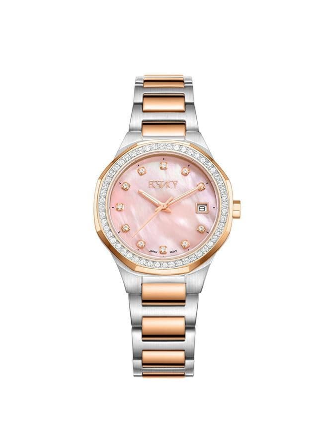 ECSTACY E23511-KBKMP Elegant Two-Tone Women's Watch - Image 1