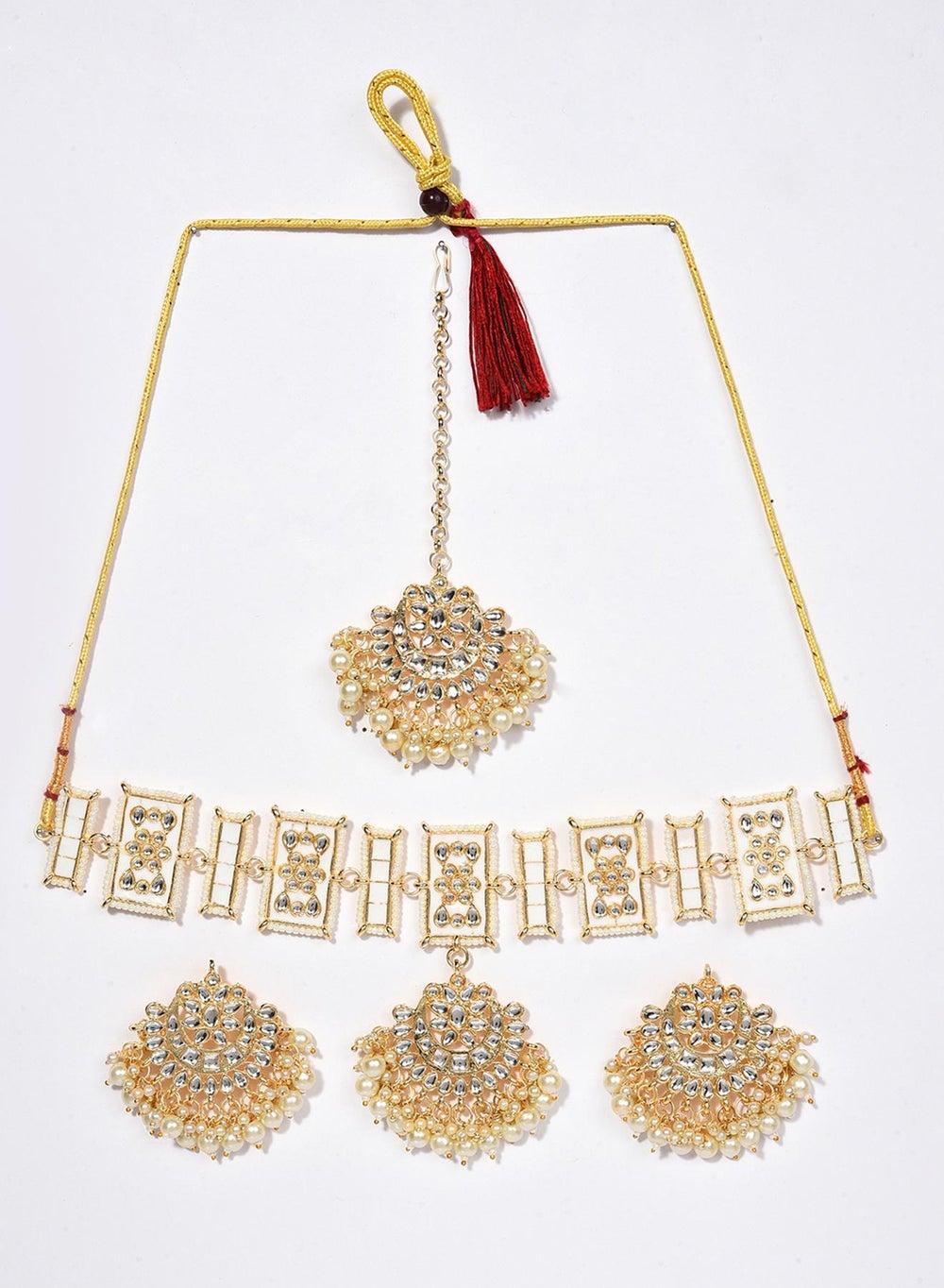 SOHI Luxe White Pearl-Studded Bridal Jewelry Set - Image 1