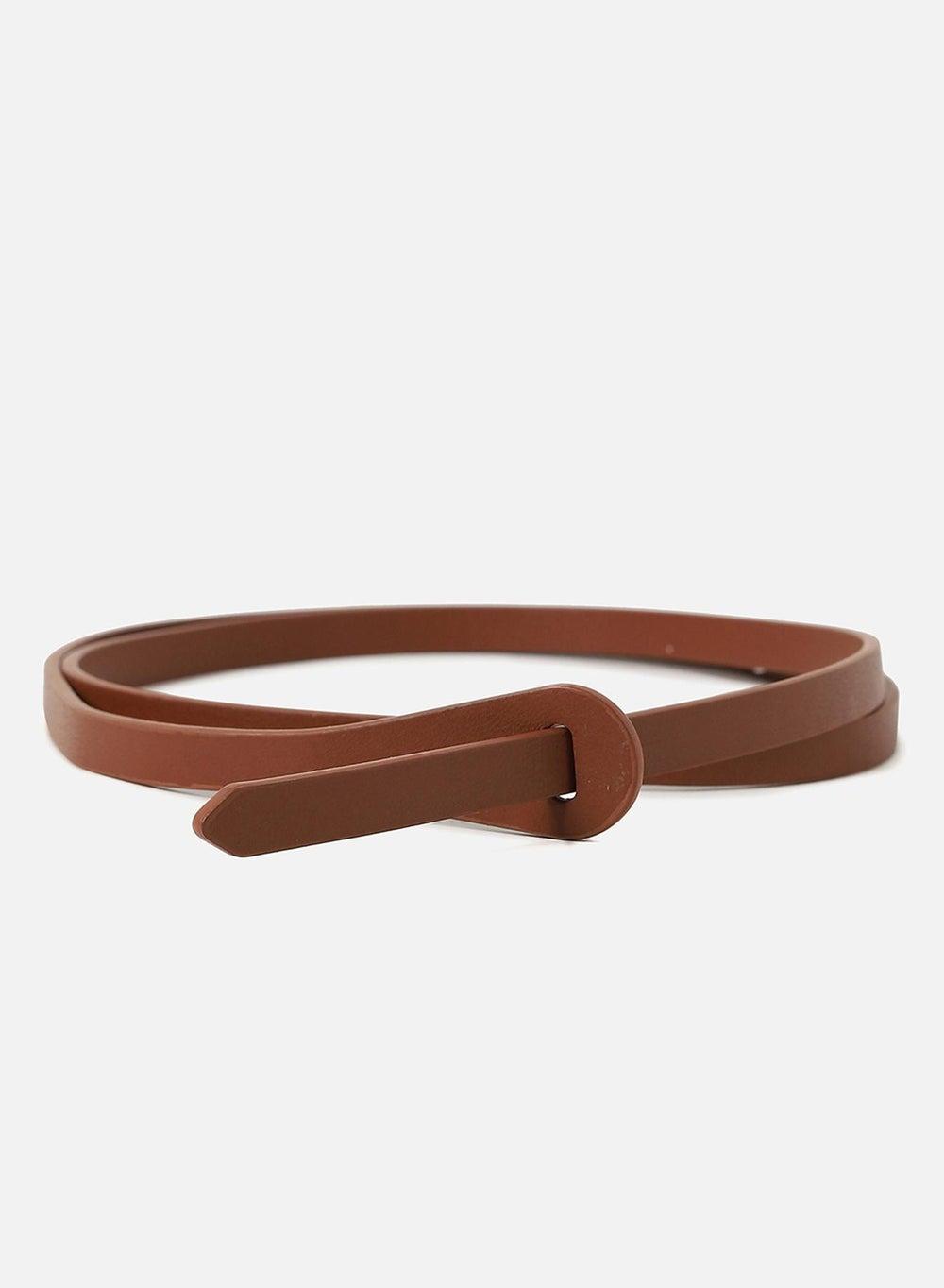 Elegant Haute Sauce Tan Brown Twist Belt - Women's Edition - Image 1