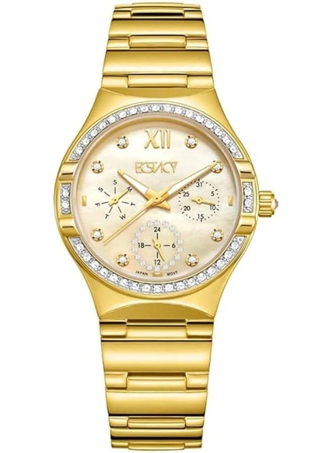 ECSTACY E23608-GBGMC Elegant Gold Multi-Function Watch, 33.5mm - Image 1