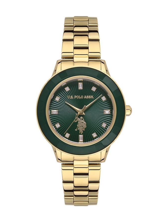 U.S. Polo Assn. USPA2044-05 Elegance 36mm Gold-Green Timepiece - Image 1