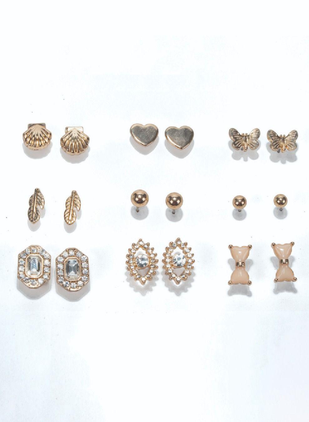 AMICA Assorted Metallic Earring Collection - Set of 9 - Image 1