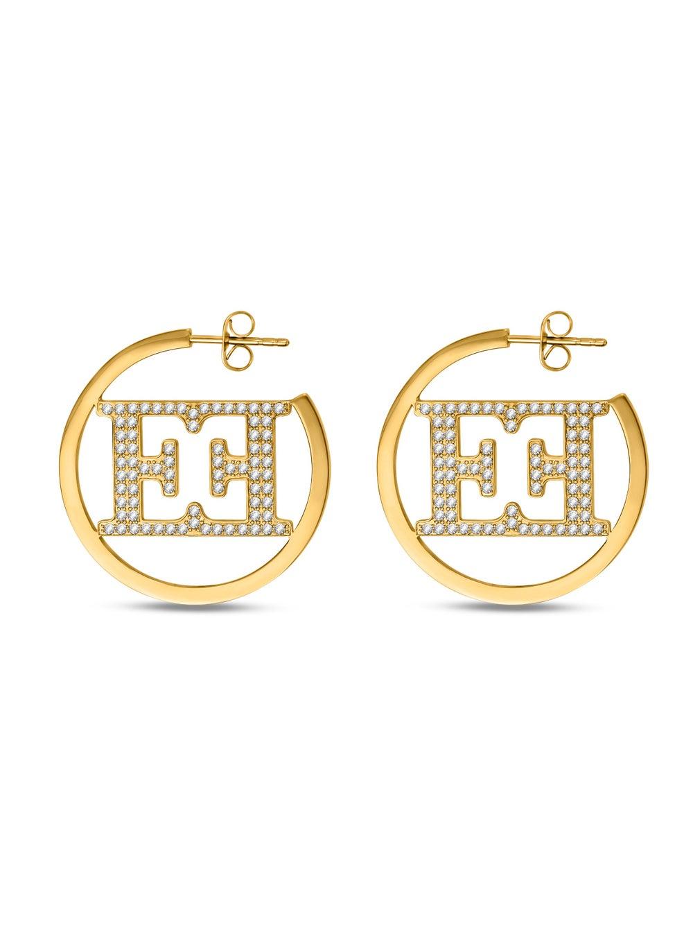 ESCADA Estelle Gold-Plated Logo Hoop Earrings for Women - Image 1