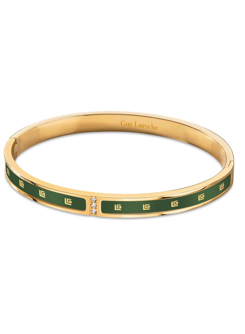 Guy Laroche Grace Elegantly Green & Gold-Plated Bangle - Image 1