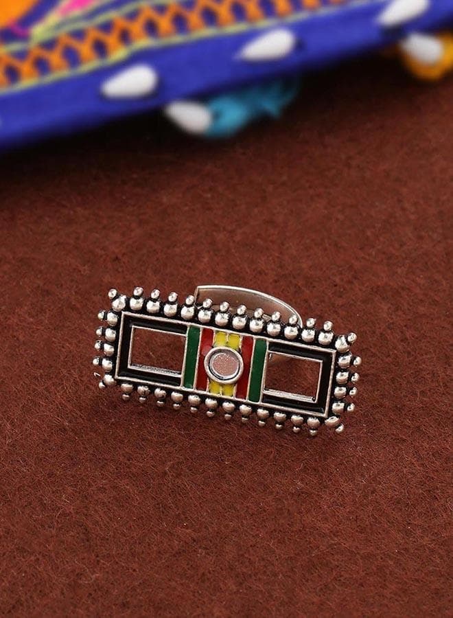 VOYLLA Rabaari Oxidized Silver Plated Ethnic Ring - Image 1