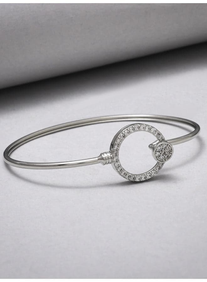 VOYLLA Rhodium-Plated CZ Minimalist Bracelet for Women - Image 1