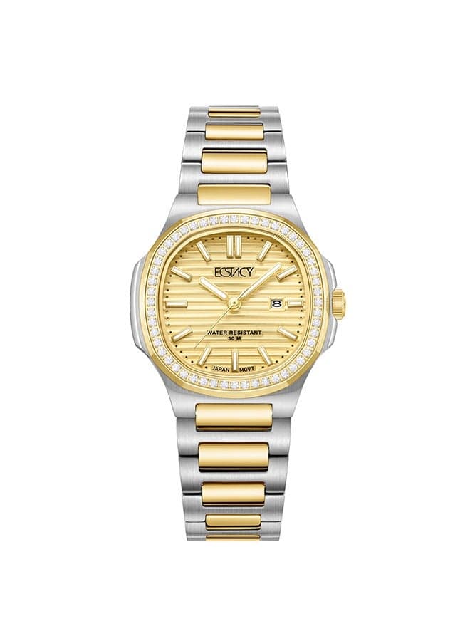 ECSTACY E24505-TBTC Elegant Two-Tone Gold Women's Watch - Image 1