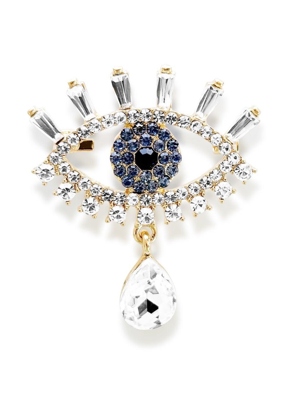 Hzmer Nostalgia Evil Eye Protection Crystal Brooch - Image 1