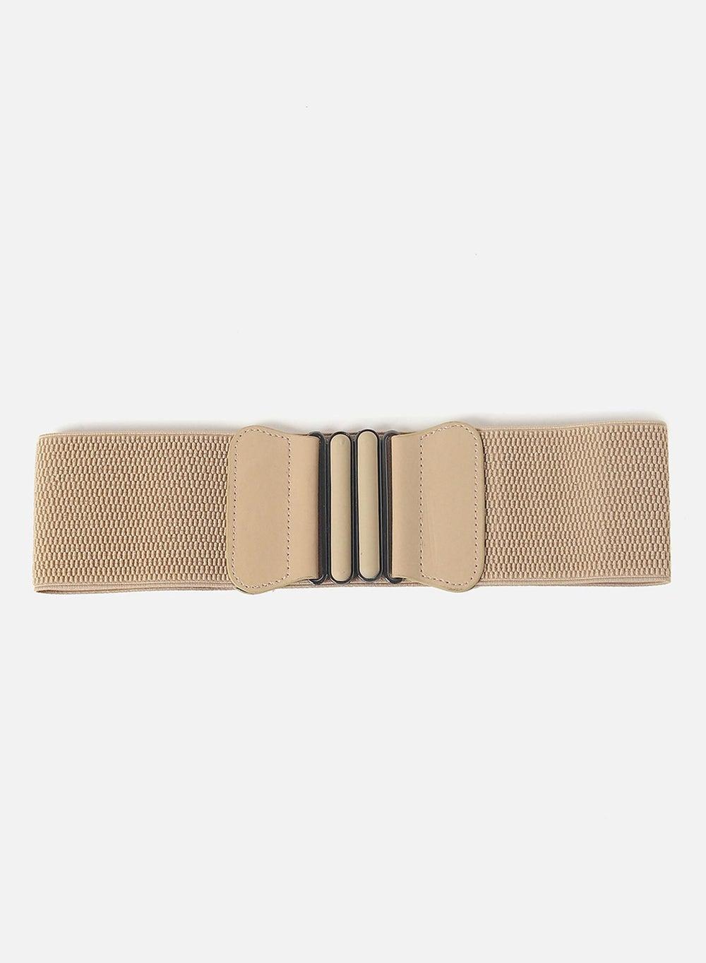 Haute Sauce Beige Textured Stretch Waist Cincher for Women - Image 1