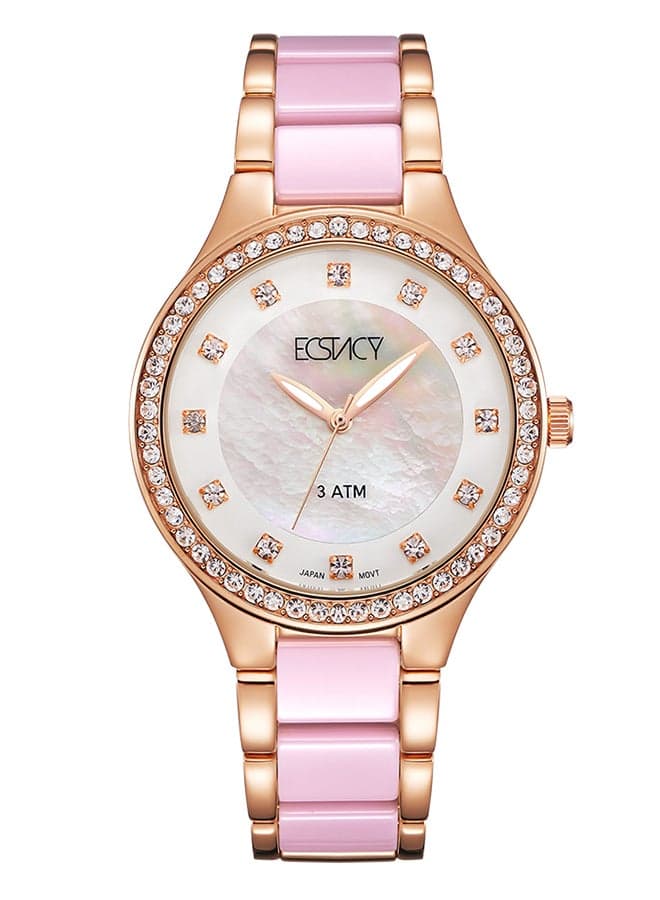 ECSTACY E9511-KCPM Elegant Ceramic Rose Gold Watch - 36mm - Image 1