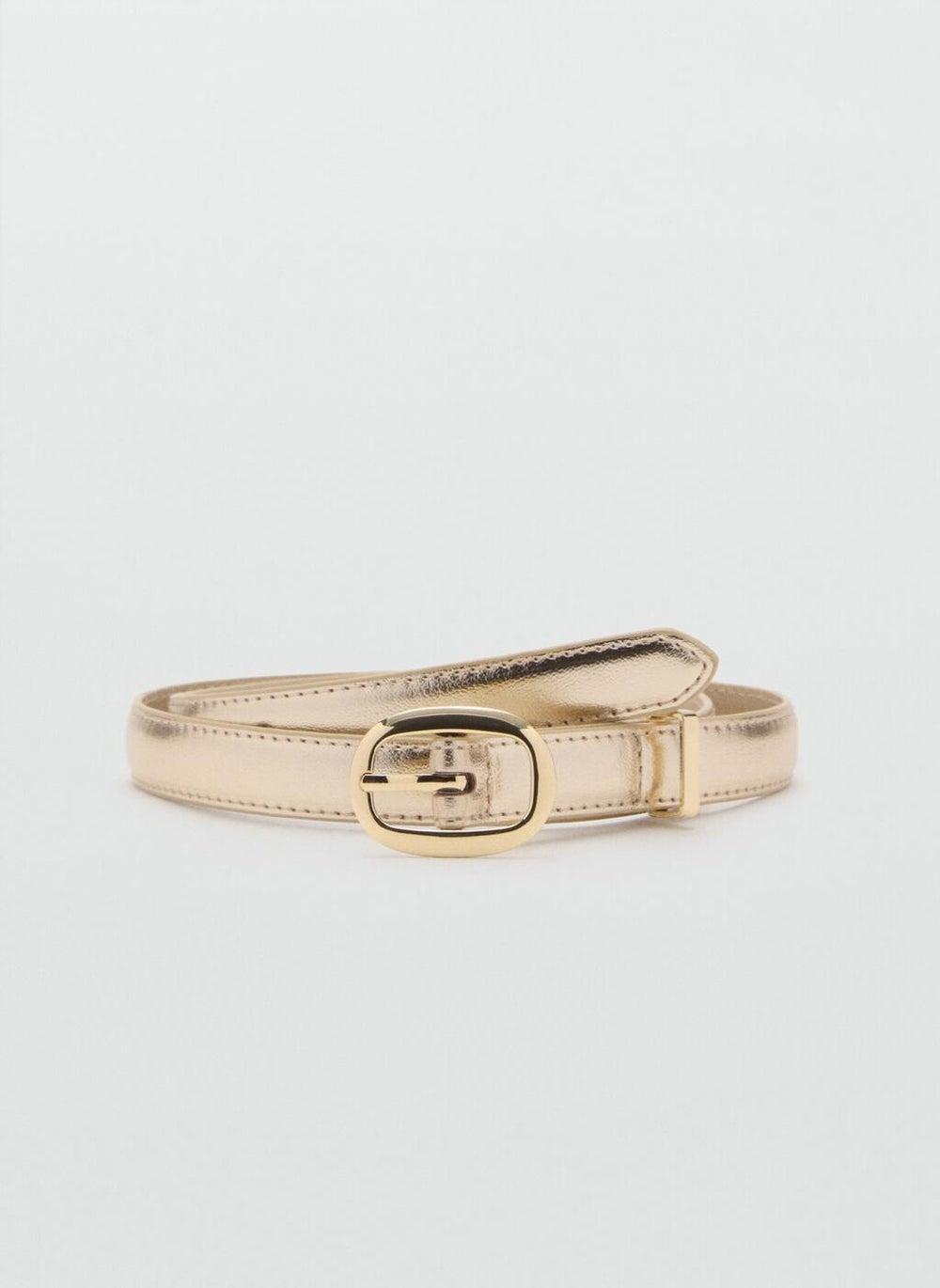 MANGO Women's Oval Buckle Metallic Belt - Image 1