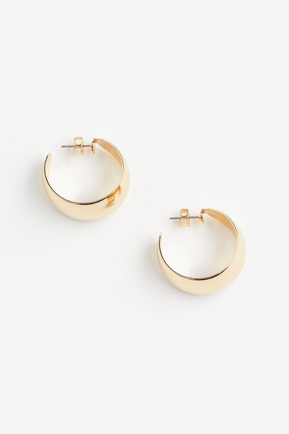 H&M Elegant Wide Hoop Earrings in Gold Plated Finish - Image 1