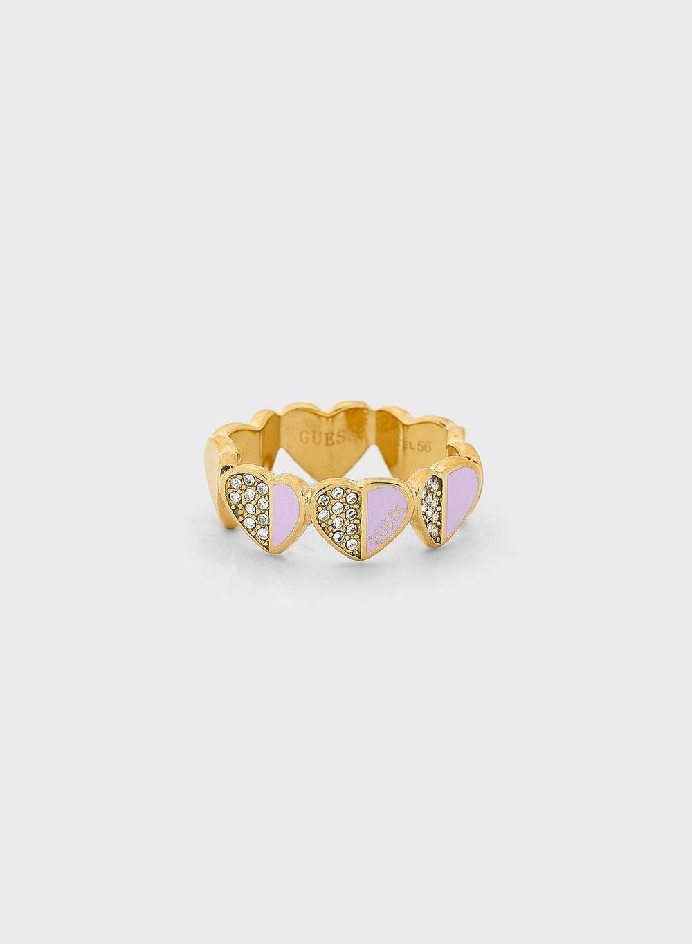 GUESS Gold-Tone Heart Ring with Enamel and Stone Accents - Image 1