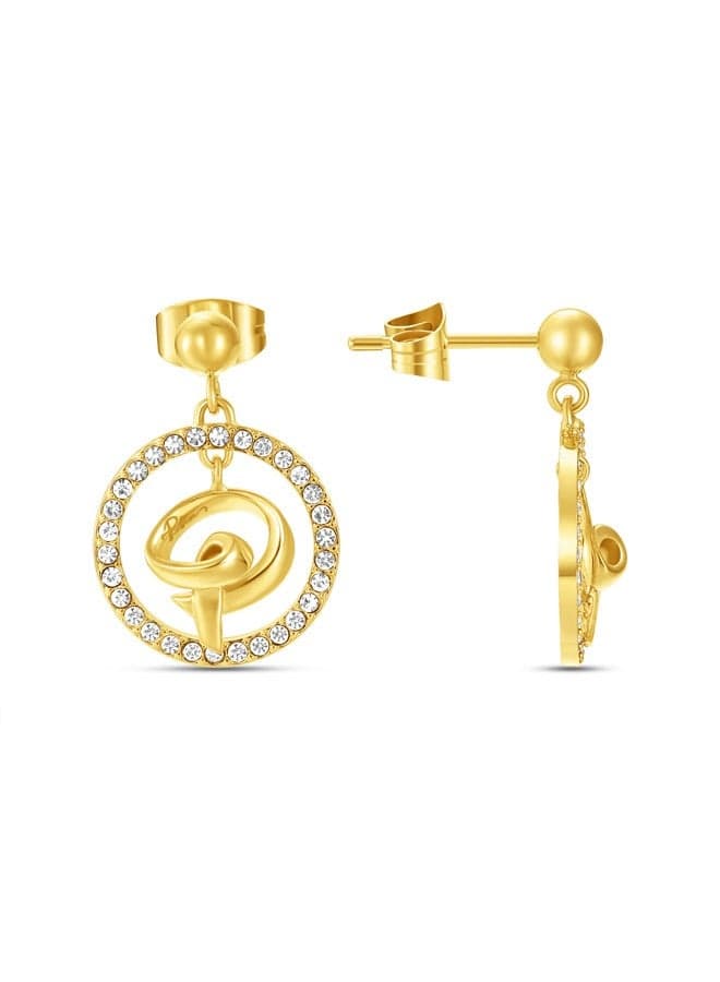 POLICE Volute Gold-Plated Crystal Earrings 15mm for Women - Image 1