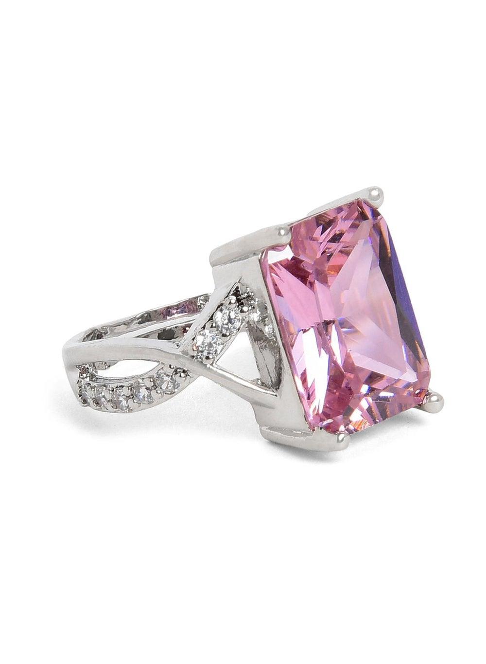 SOHI Stone-Studded Elegance Adjustable Ring for Women - Image 1
