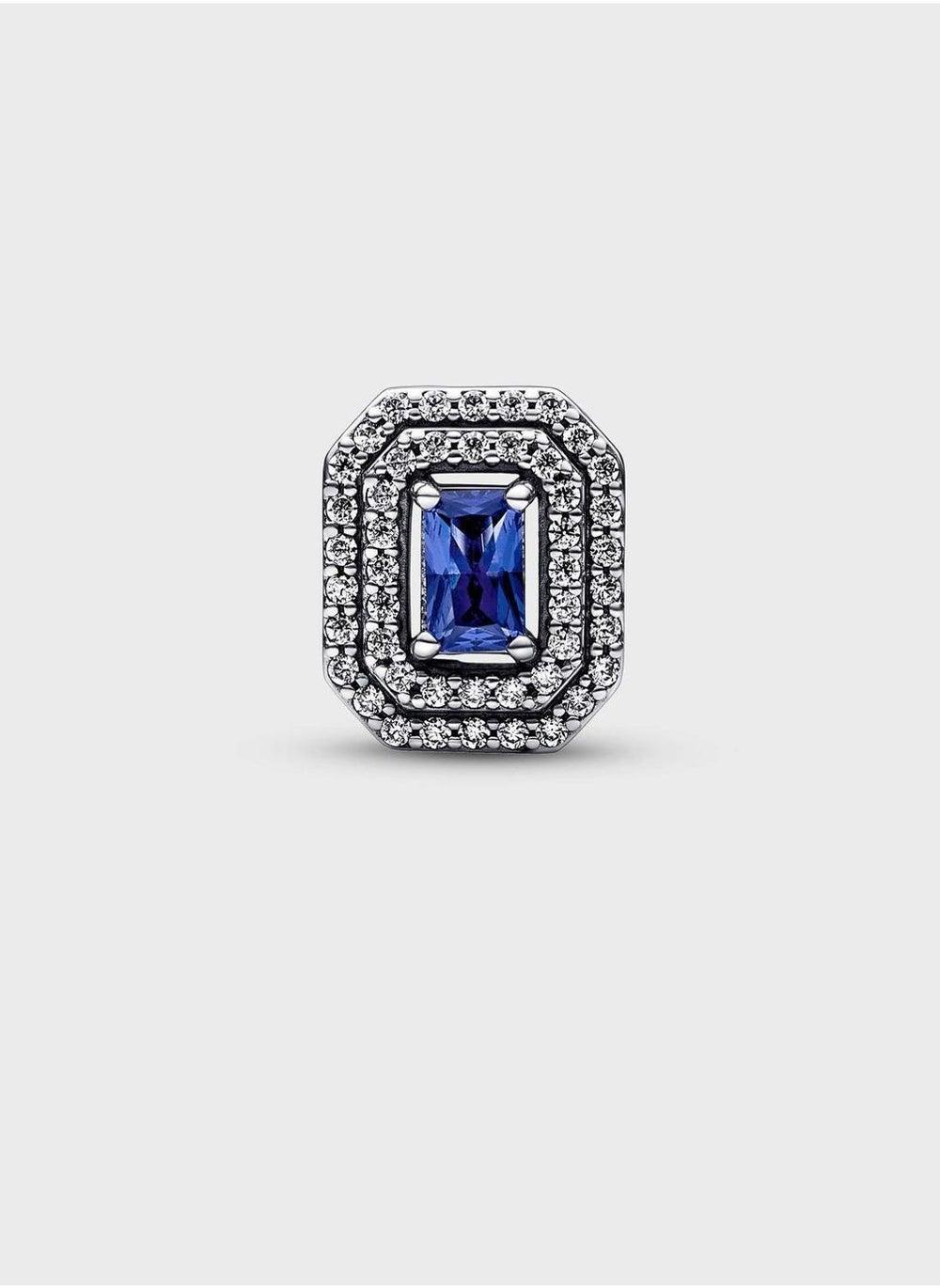 PANDORA Blue Sparkling Rectangular Silver Charm - Image 1