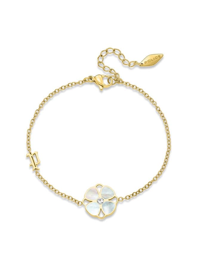 POLICE Gold-Plated Clover Bracelet with Mother-of-Pearl Charm - Image 1