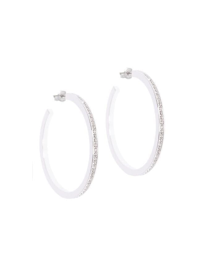 Karen Millen Sparkling Silver Crystal Hoop Earrings - Image 1