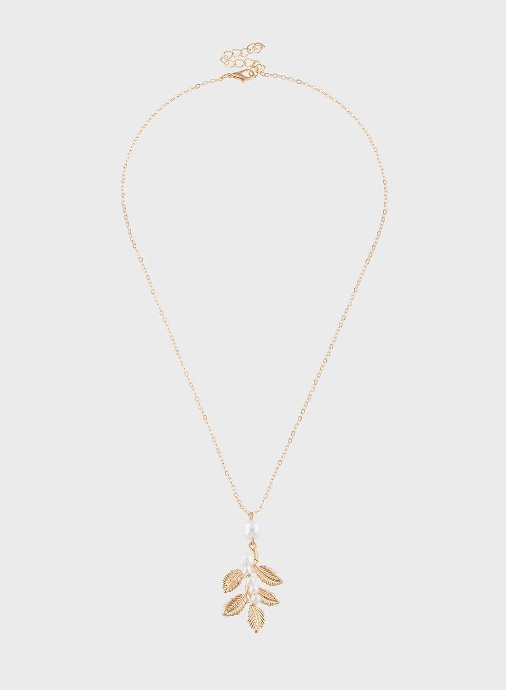 ELLA Leaf Pearl Pendant – Elegance Draped in Simplicity - Image 1