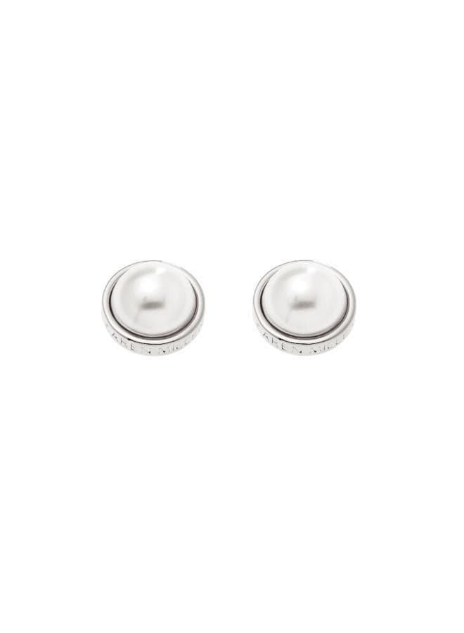 Karen Millen Luxe Pearl Logo Stud Earrings - Image 1