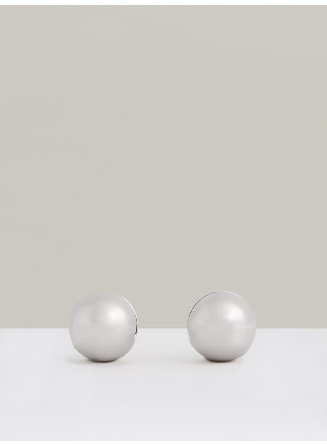 REISS Pollie Silver-Tone Ball Huggie Earrings for Women - Image 1