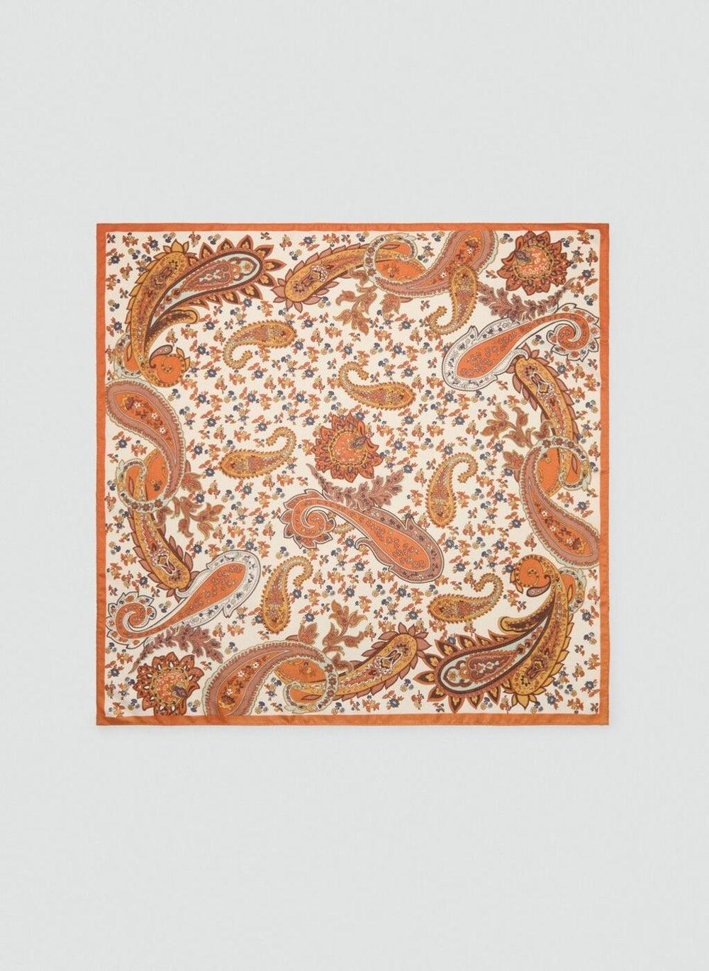 MANGO Paisley Elegance Satin Scarf for Women - Image 1