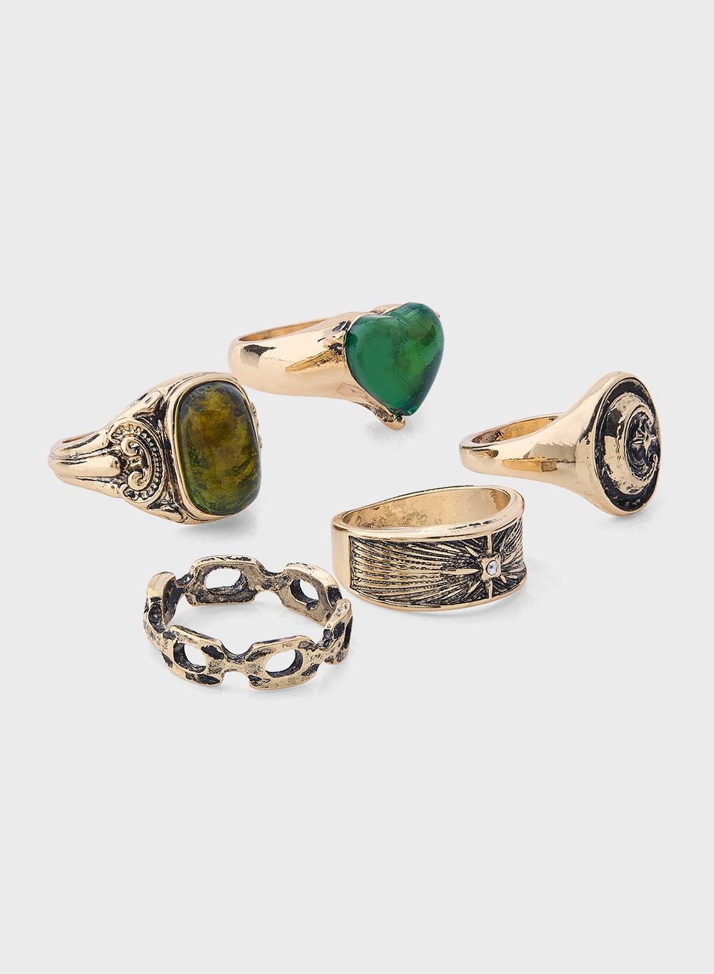 ELLA Mix Stone 4-Ring Set for Women's Elegant Style - Image 1