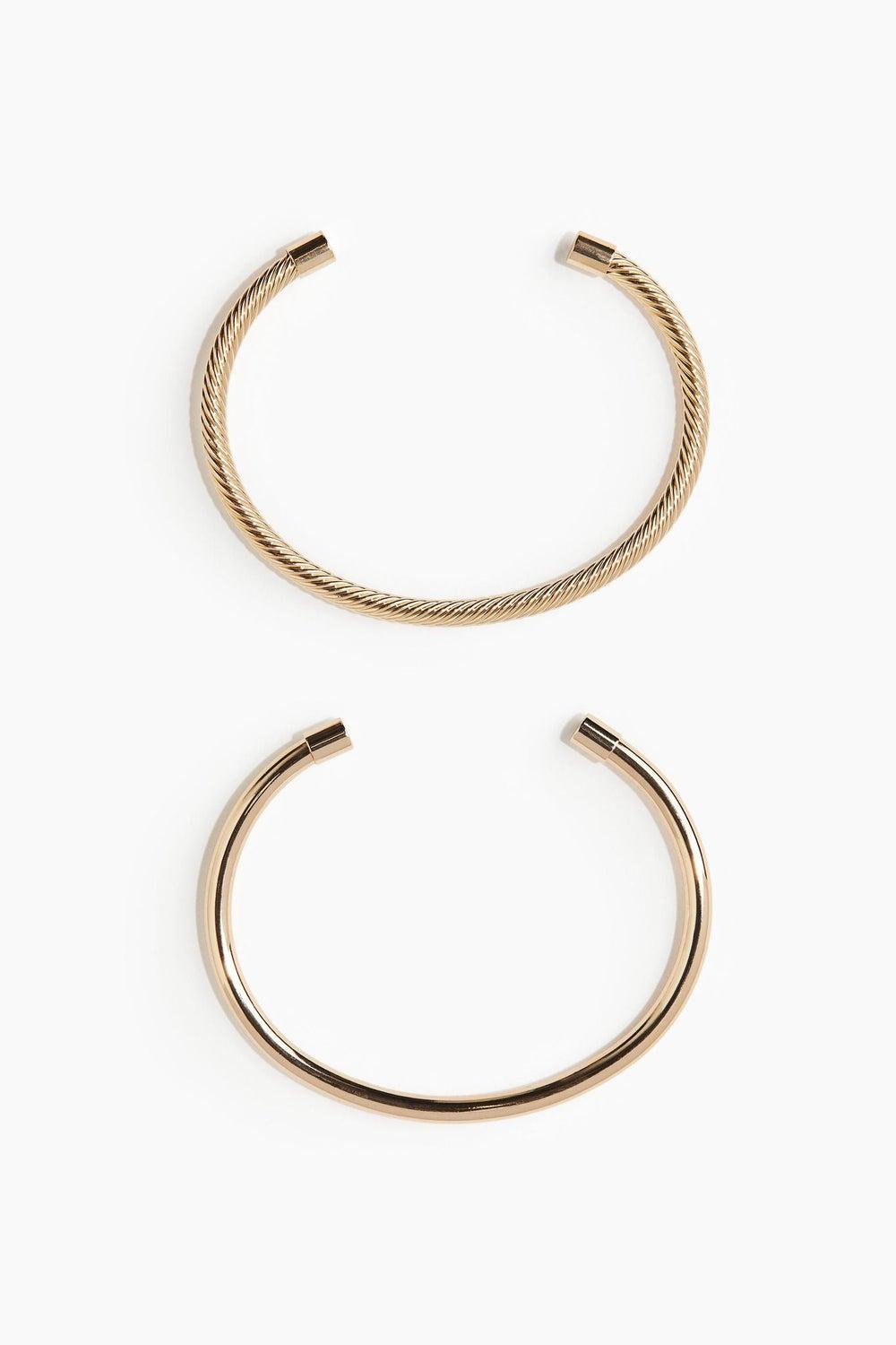 H&M Elegant Duo: Twisted & Sleek Cuff Bracelets - Image 1