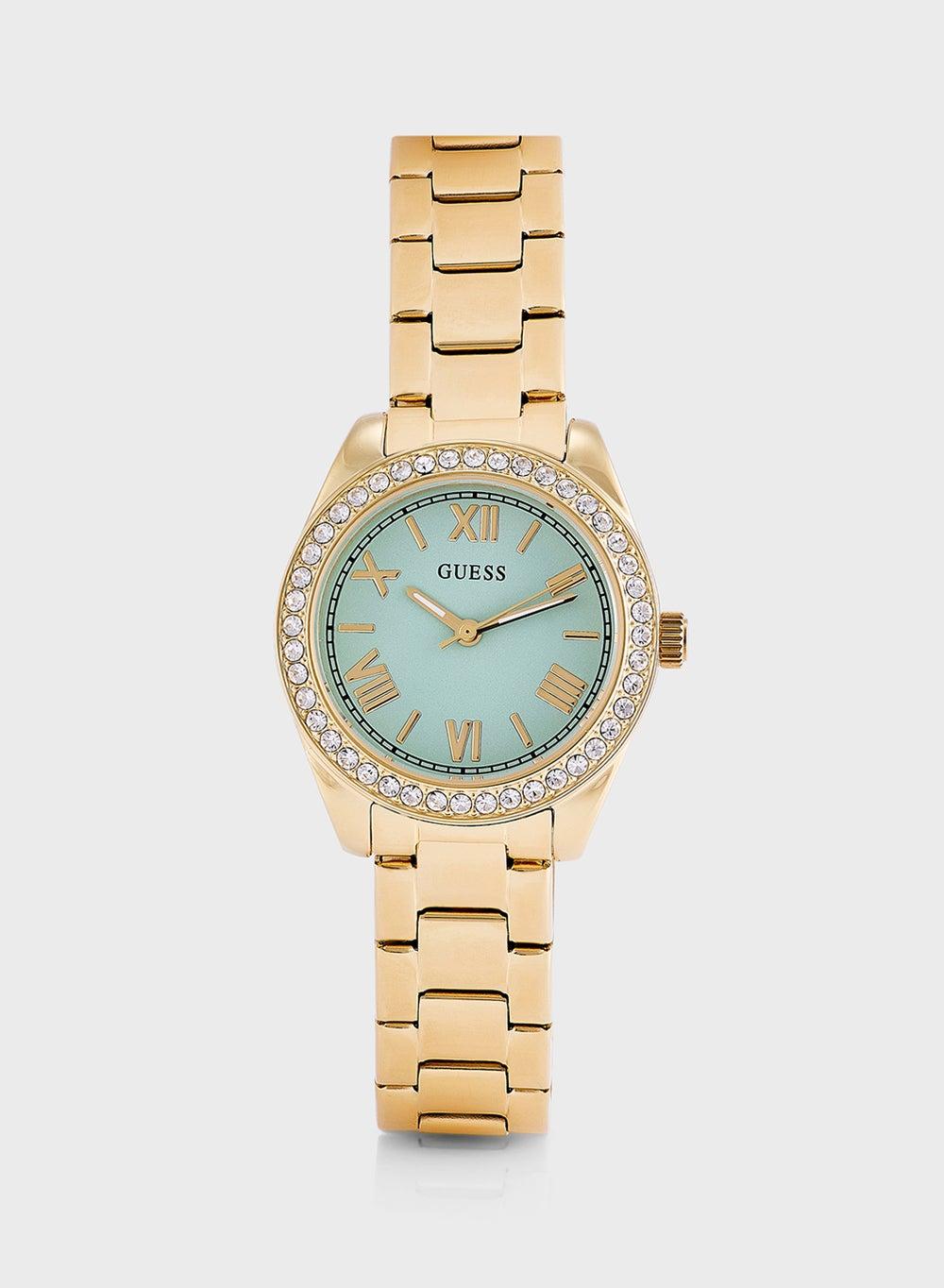 GUESS Mini Luna Gold-Tone Steel Strap Analog Watch - Image 1