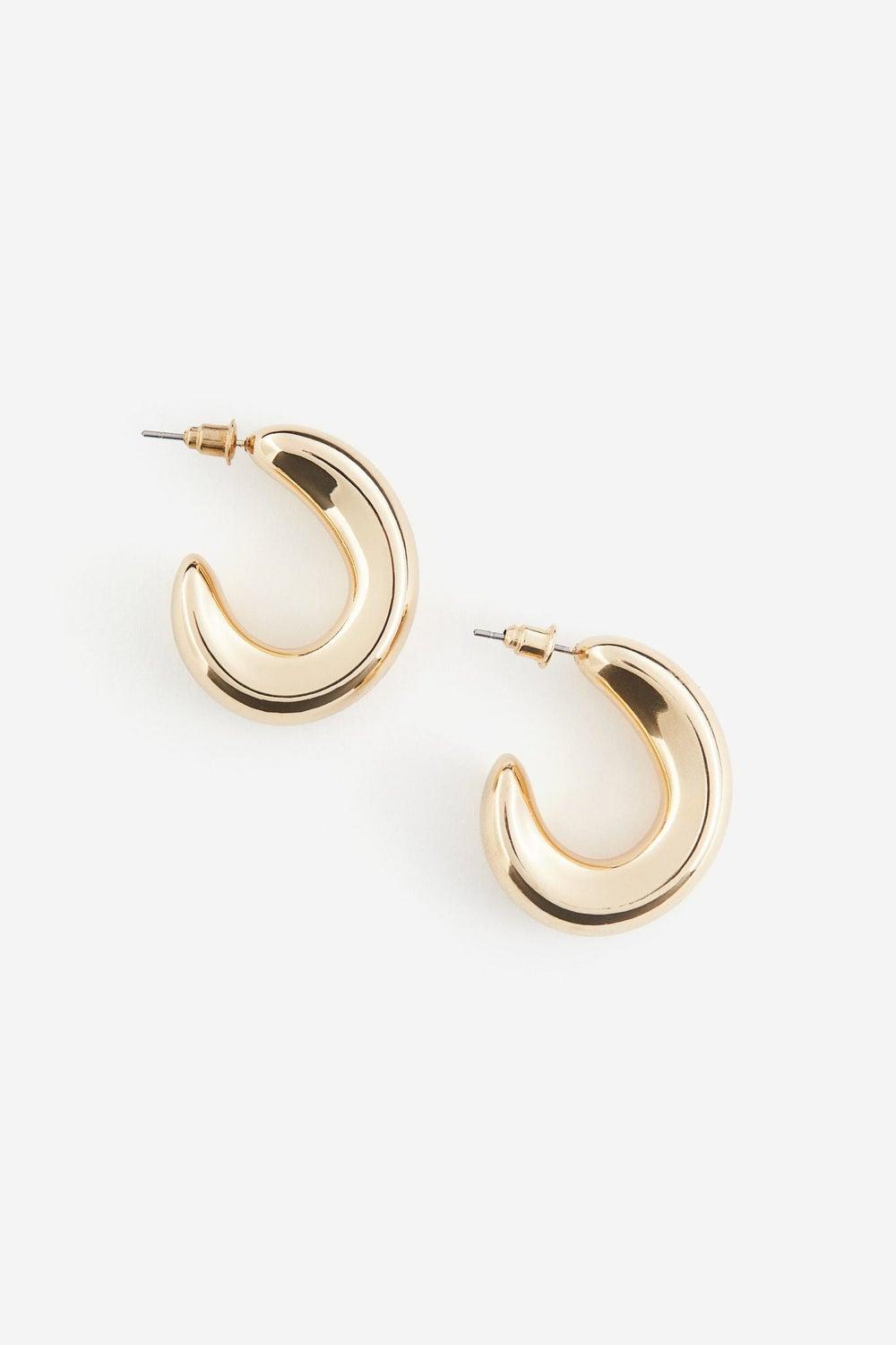 H&M Elegant Gold-Tone Chunky Hoop Earrings - Image 1