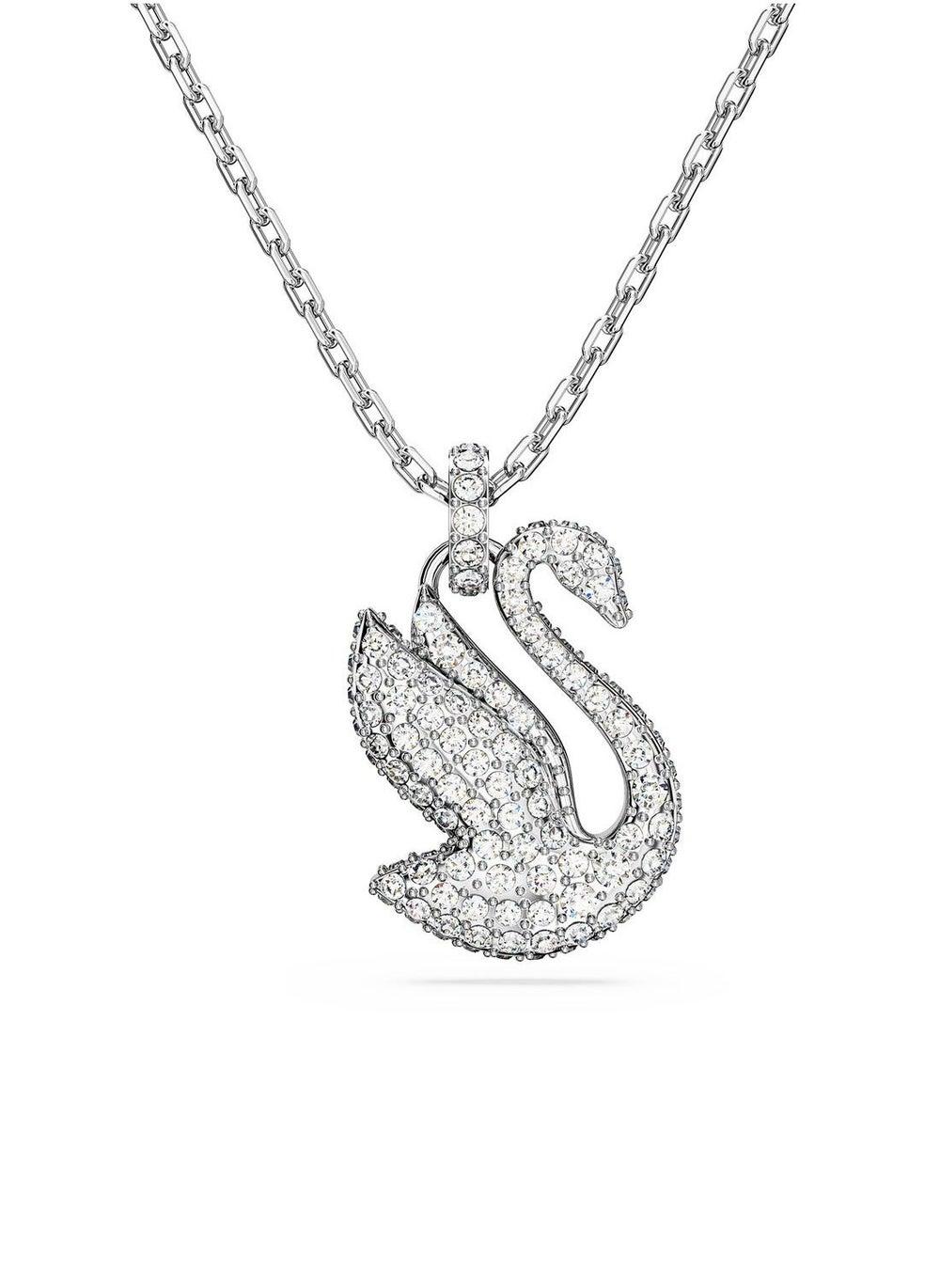 Swarovski Iconic Swan Rhodium-Plated Crystal Necklace - Image 1
