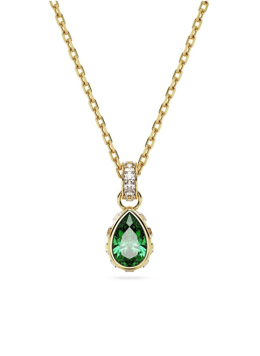 Stilla Gold-Tone Pear-Cut Green Crystal Pendant Necklace - Image 1