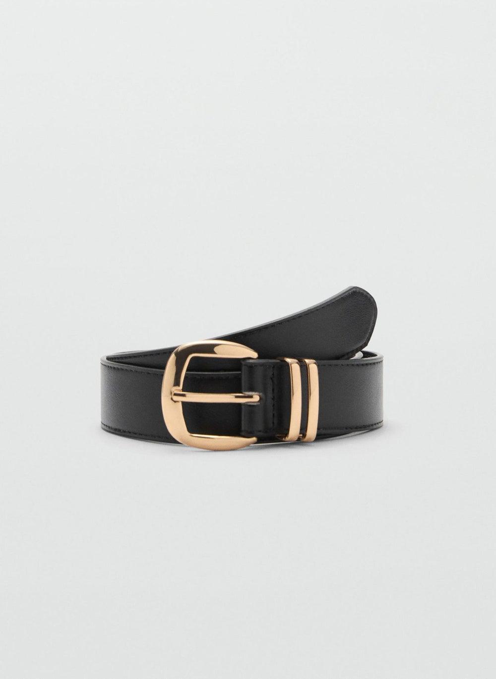 MANGO Elegance Silver-Tone Metal Buckle Women's Belt - Image 1
