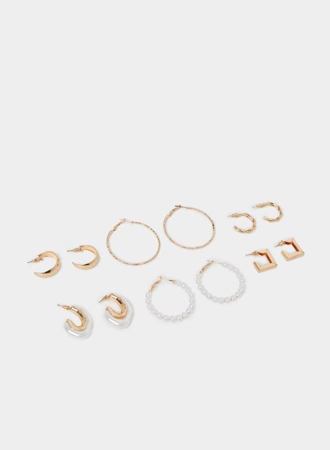 Styli Textured Hoop Earrings 6-Piece Collection for Women - Image 1