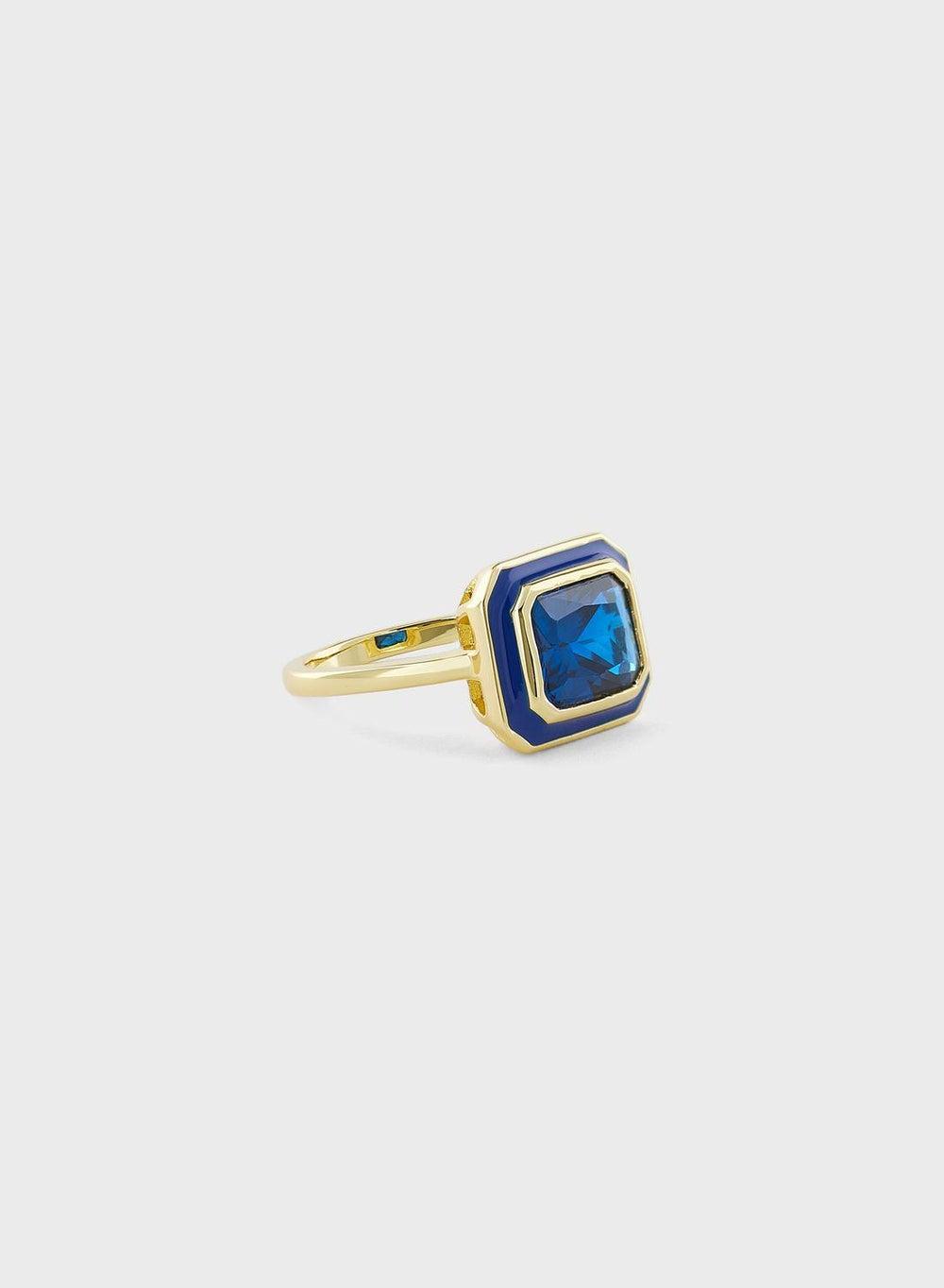 LUV AJ Bezel Chic Statement Rings - Gold-Tone Elegance - Image 1