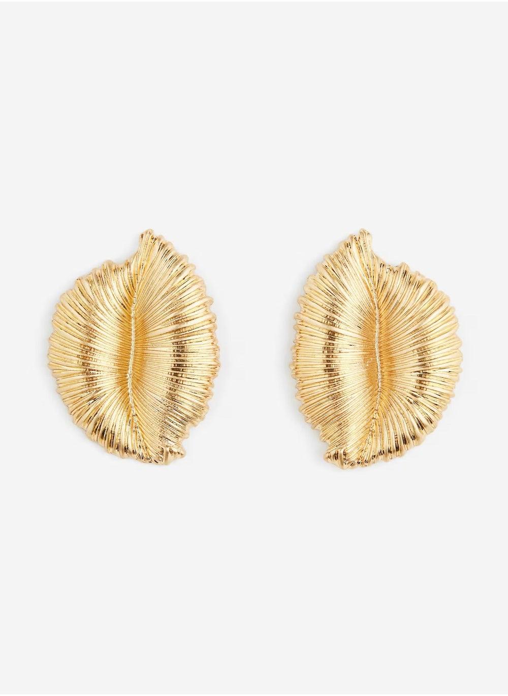 H&M Engraved Leaf Elegance Stud Earrings for Women - Image 1