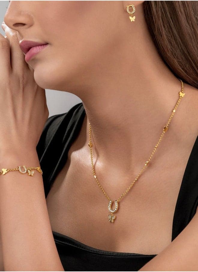 CERRUTI 1881 Carlotta Gold-Plated Crystal Butterfly Necklace - Image 1