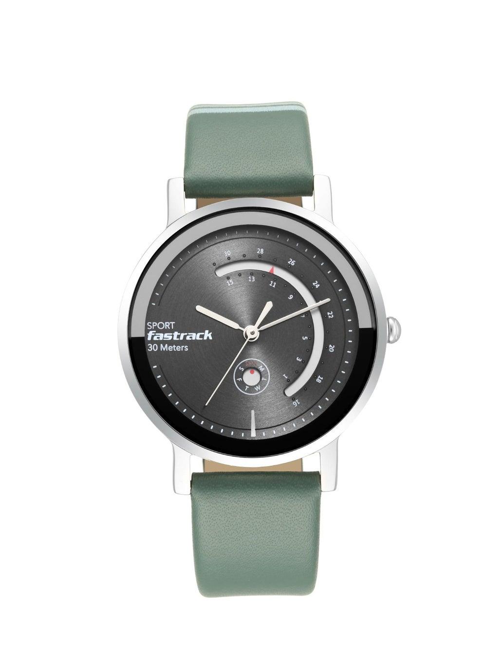 Fastrack Grey Dial Leather Strap Watch - Chic Analog Elegance - Image 1